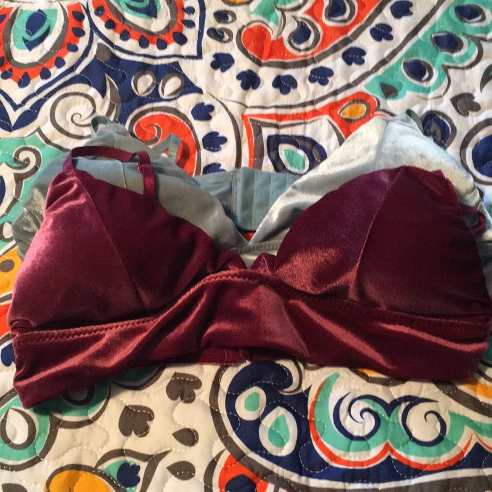 2 velvet bras for $15